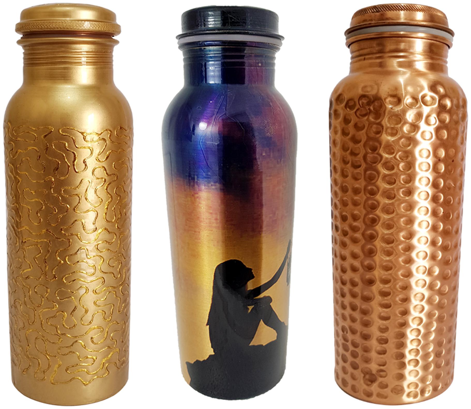 

HEALTH MECHANIC Copper Multi Water Bottle ( 1000 ml Set of 3 )