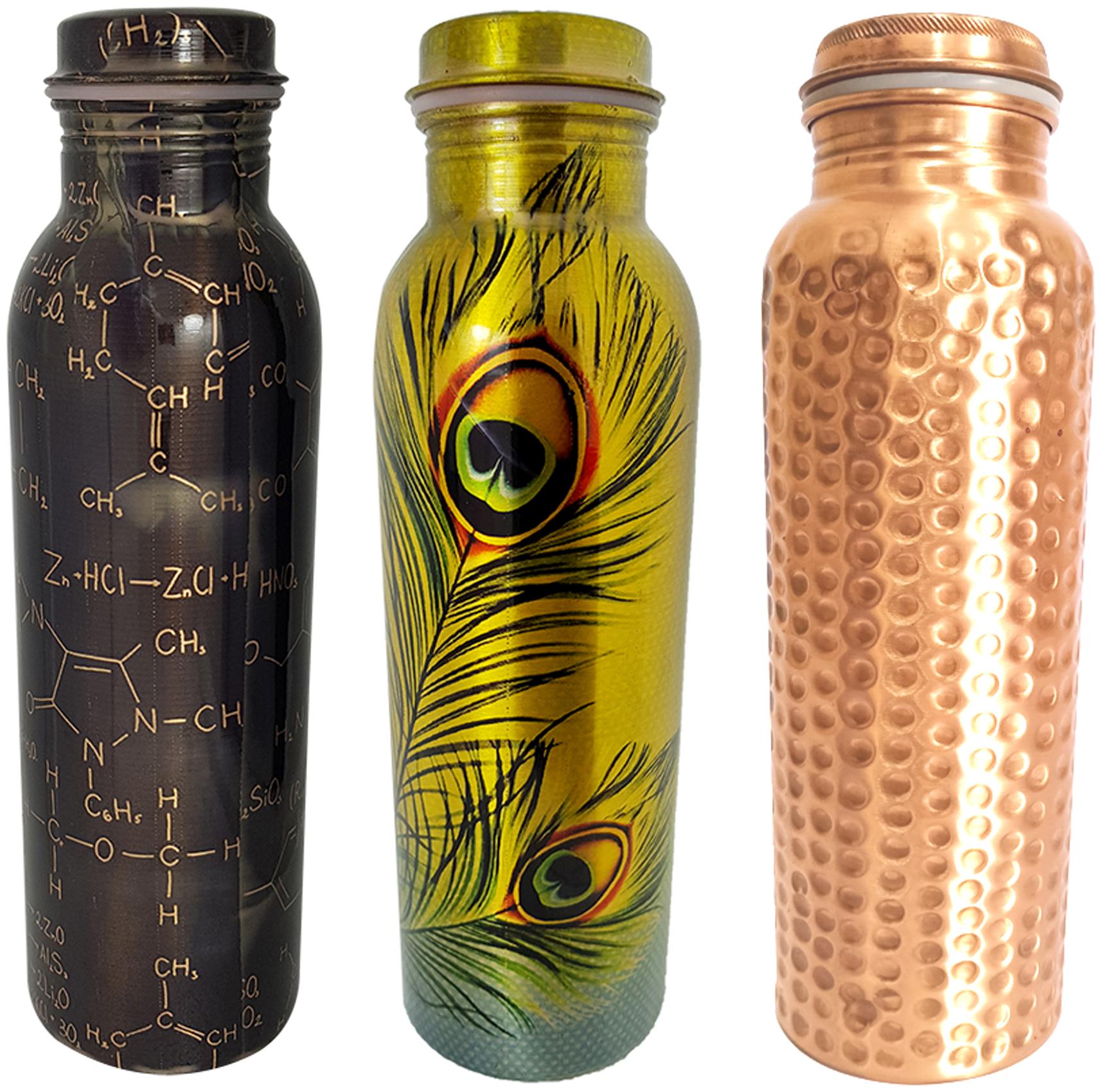 

HEALTH MECHANIC Copper Multi Water Bottle ( 1000 ml Set of 3 )