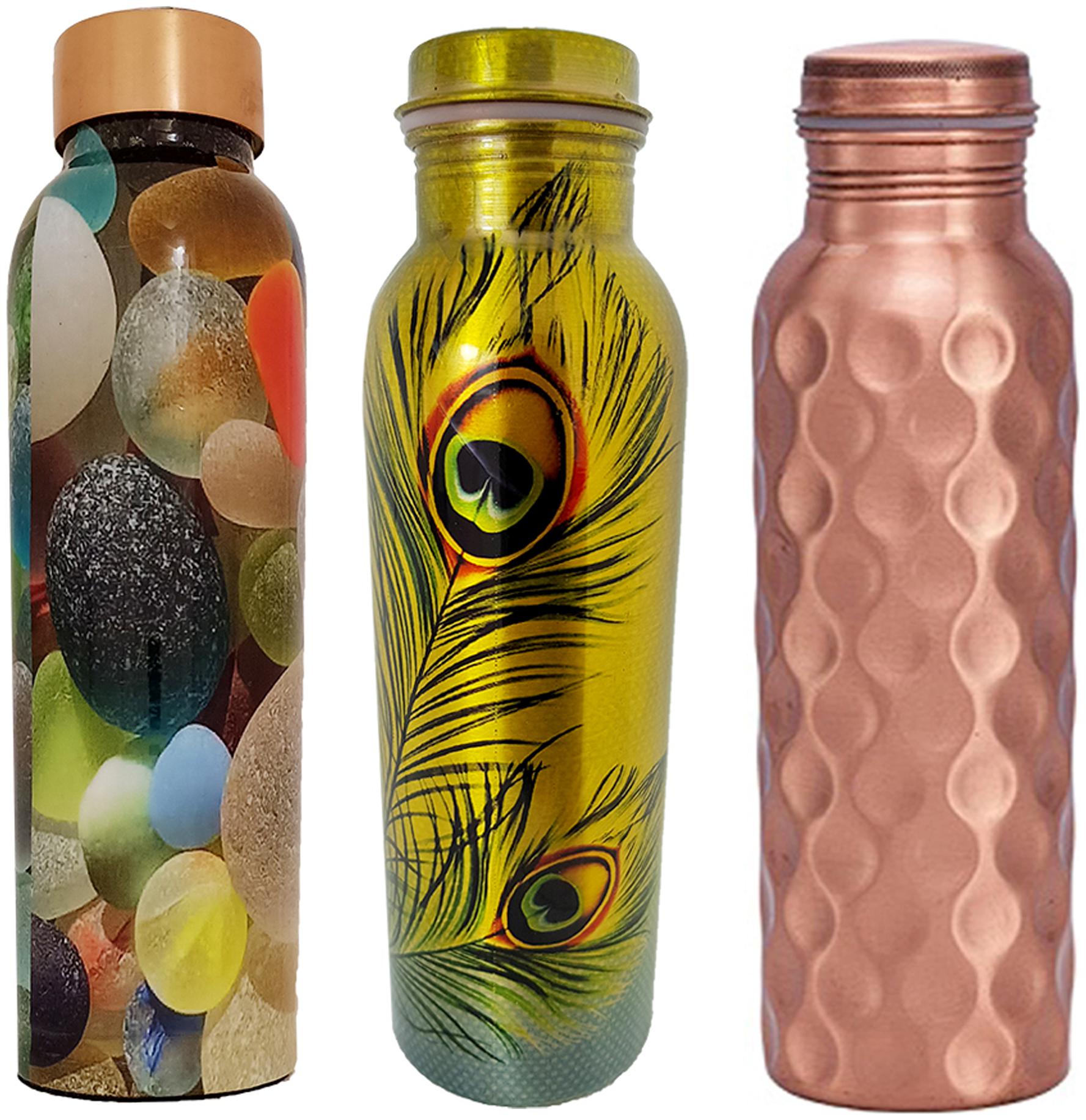 

HEALTH MECHANIC Copper Multi Water Bottle ( 1000 ml Set of 3 )