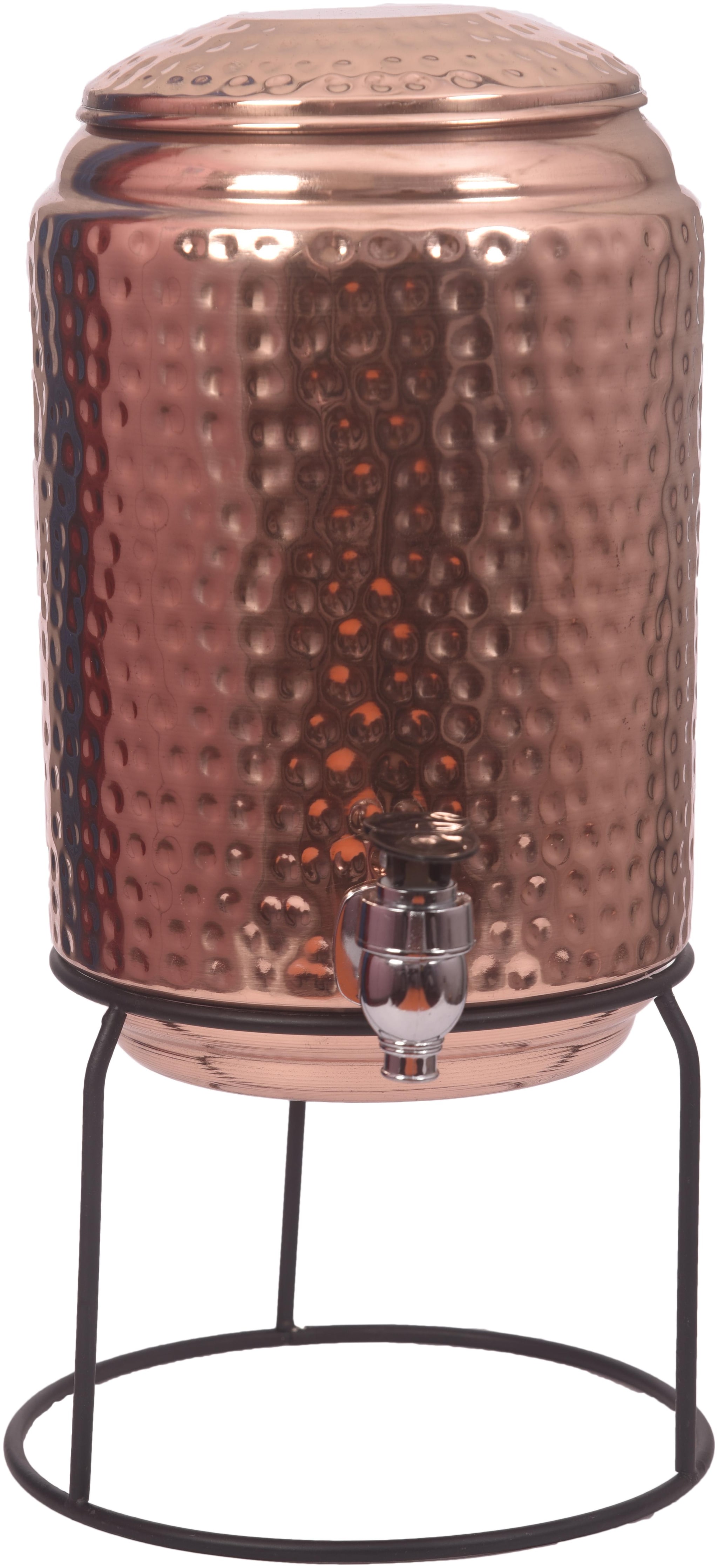 

Health Mechanic Copper 5 Litre Hammered Copper Water Dispenser (Matka Pot) Container Pot with Stand Pure Copper and Ayurvedic Health Benefits (5000 ml)