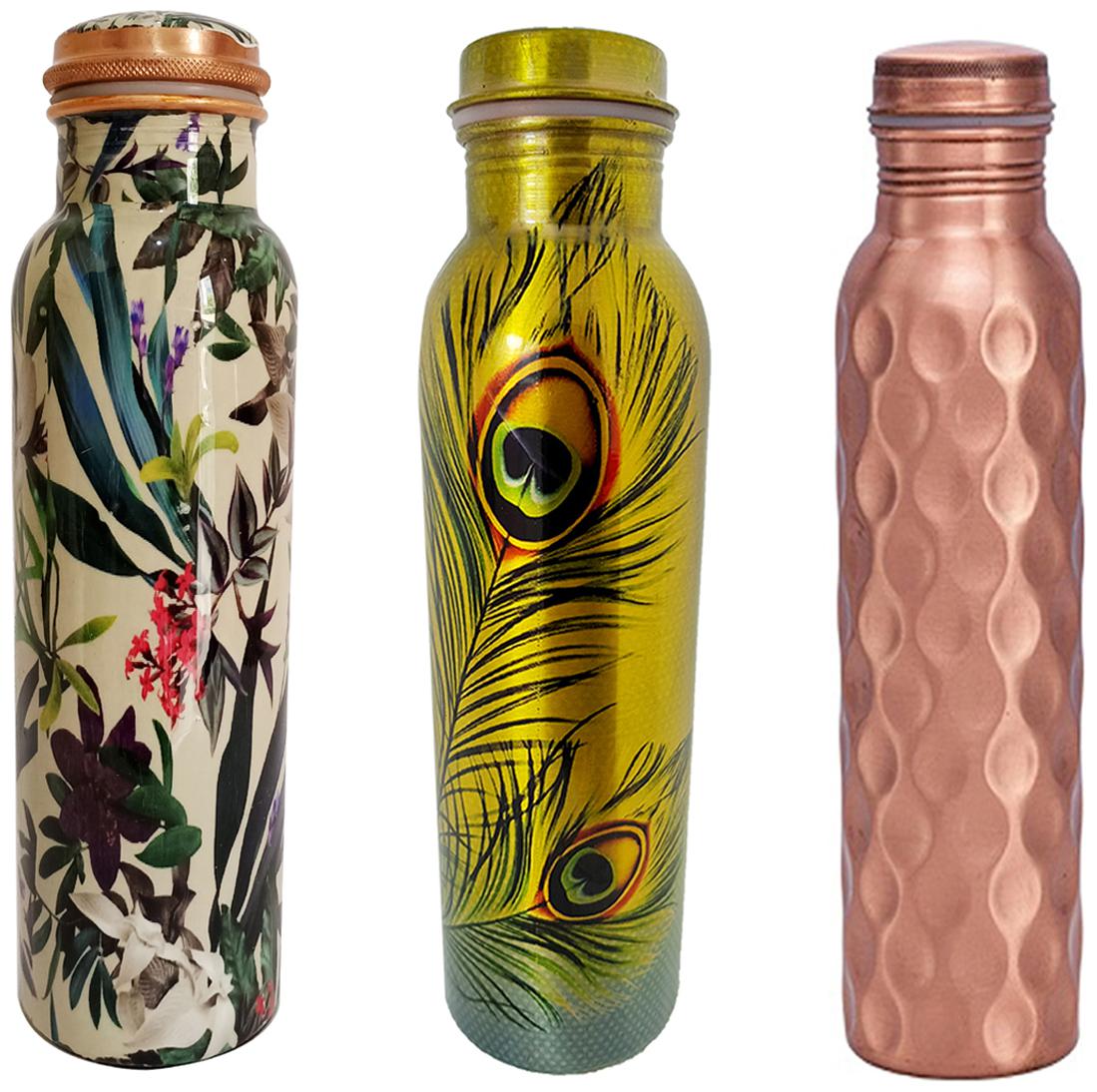 

HEALTH MECHANIC Copper Multi Water Bottle ( 1000 ml Set of 3 )