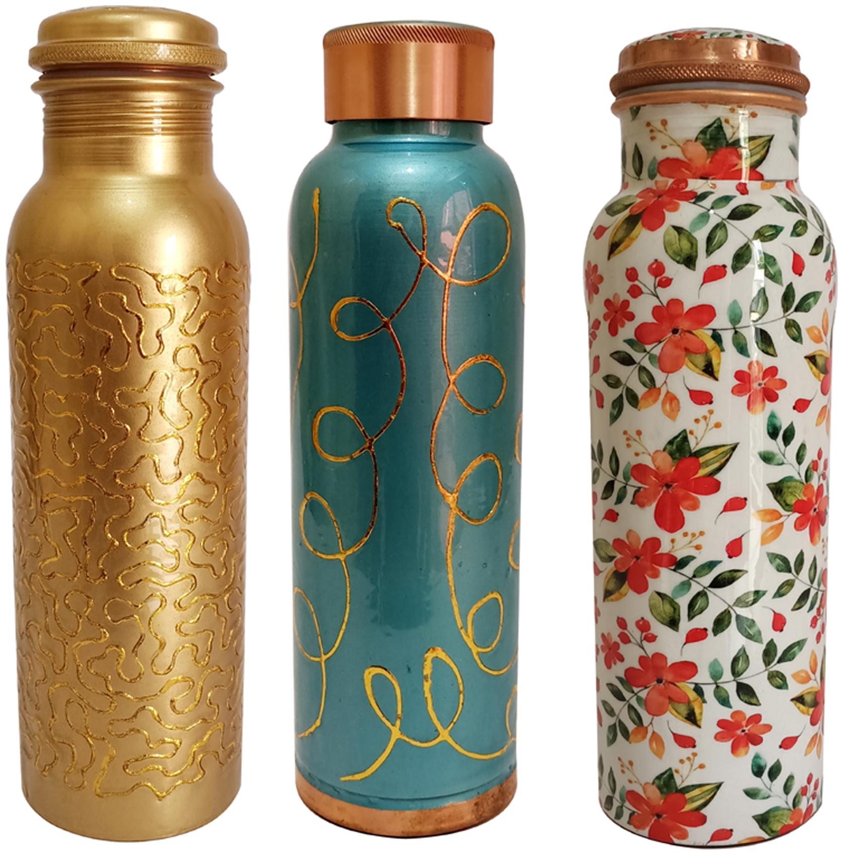 

HEALTH MECHANIC Copper Multi Water Bottle ( 1000 ml Set of 3 )
