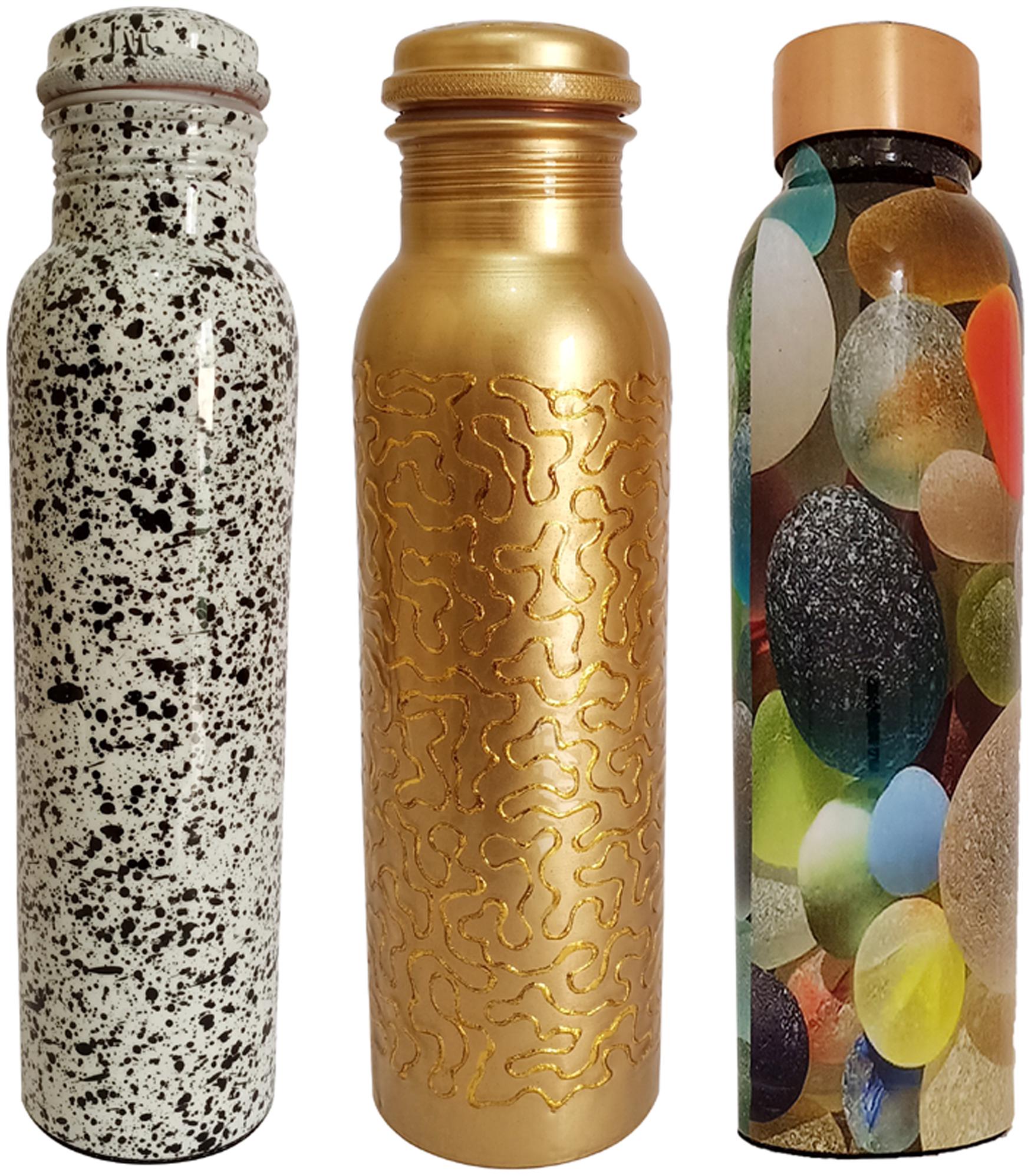 

HEALTH MECHANIC Copper Multi Water Bottle ( 1000 ml Set of 3 )