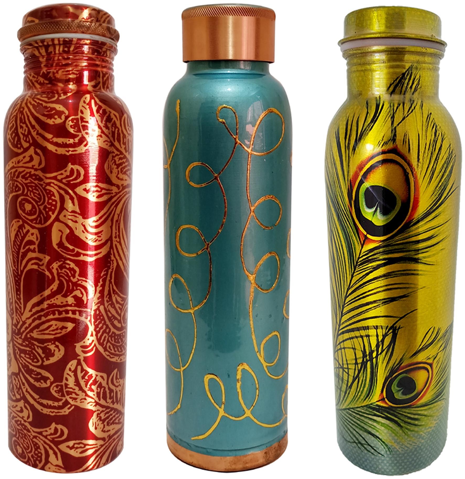 

HEALTH MECHANIC Copper Multi Water Bottle ( 1000 ml Set of 3 )