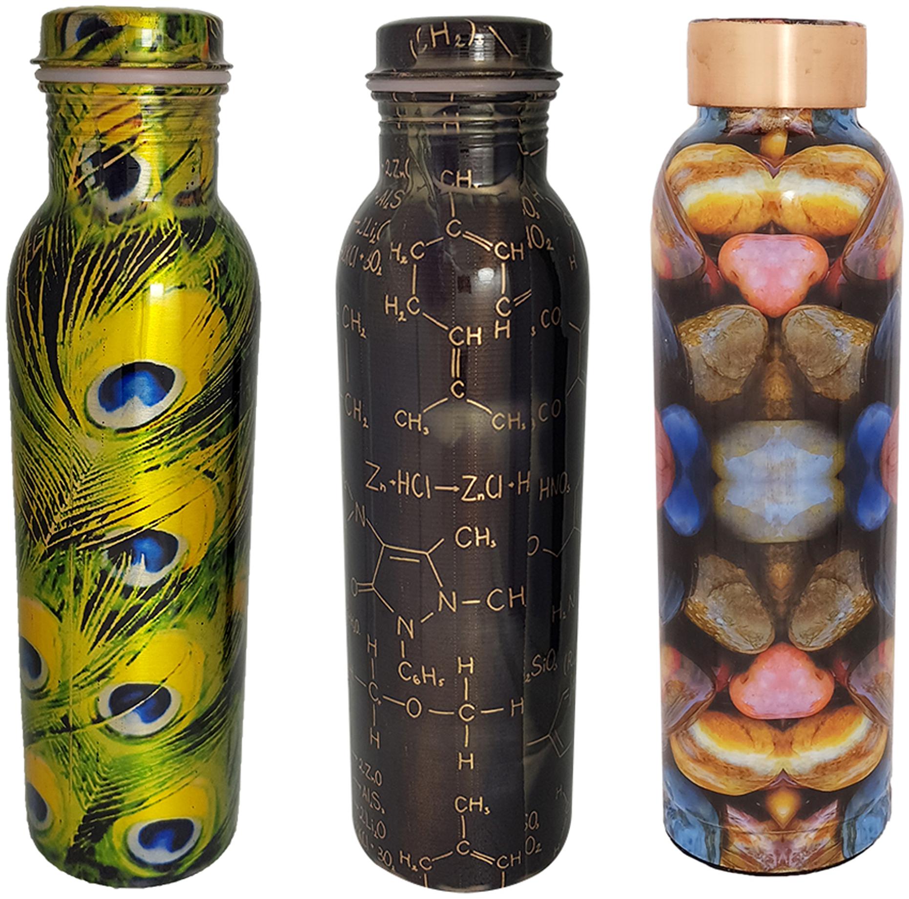 

HEALTH MECHANIC Copper Multi Water Bottle ( 1000 ml Set of 3 )