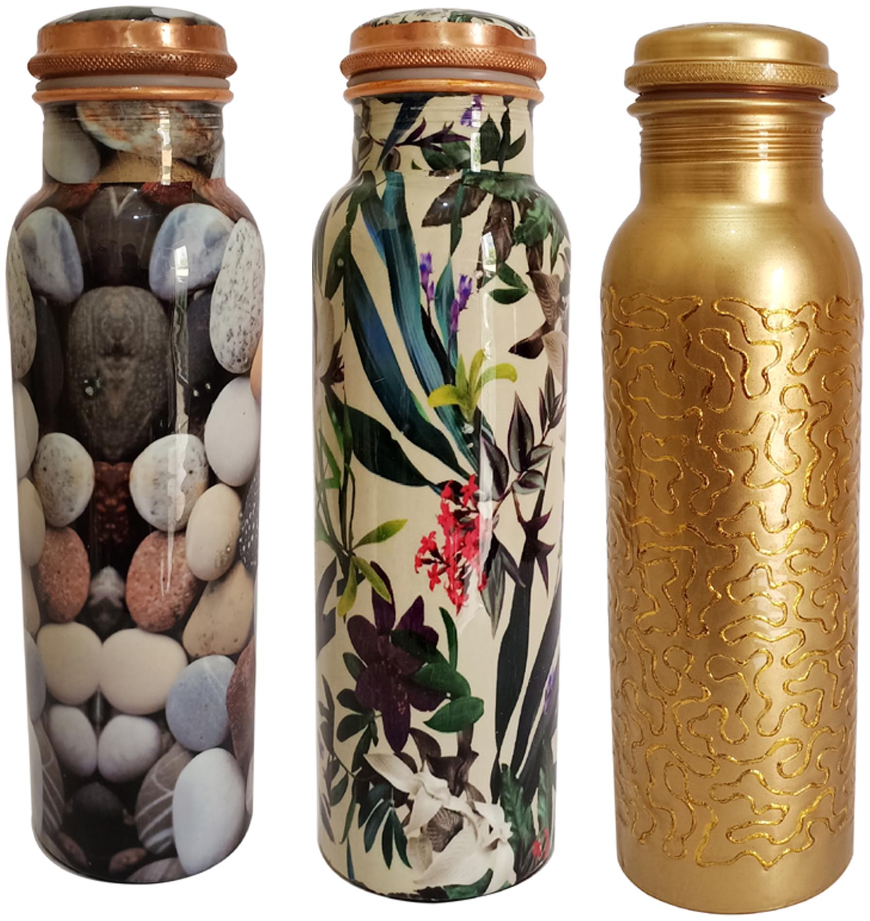 

HEALTH MECHANIC Copper Multi Water Bottle ( 1000 ml Set of 3 )