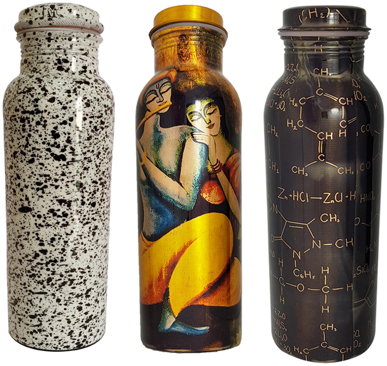 

HEALTH MECHANIC Copper Multi Water Bottle ( 1000 ml Set of 3 )