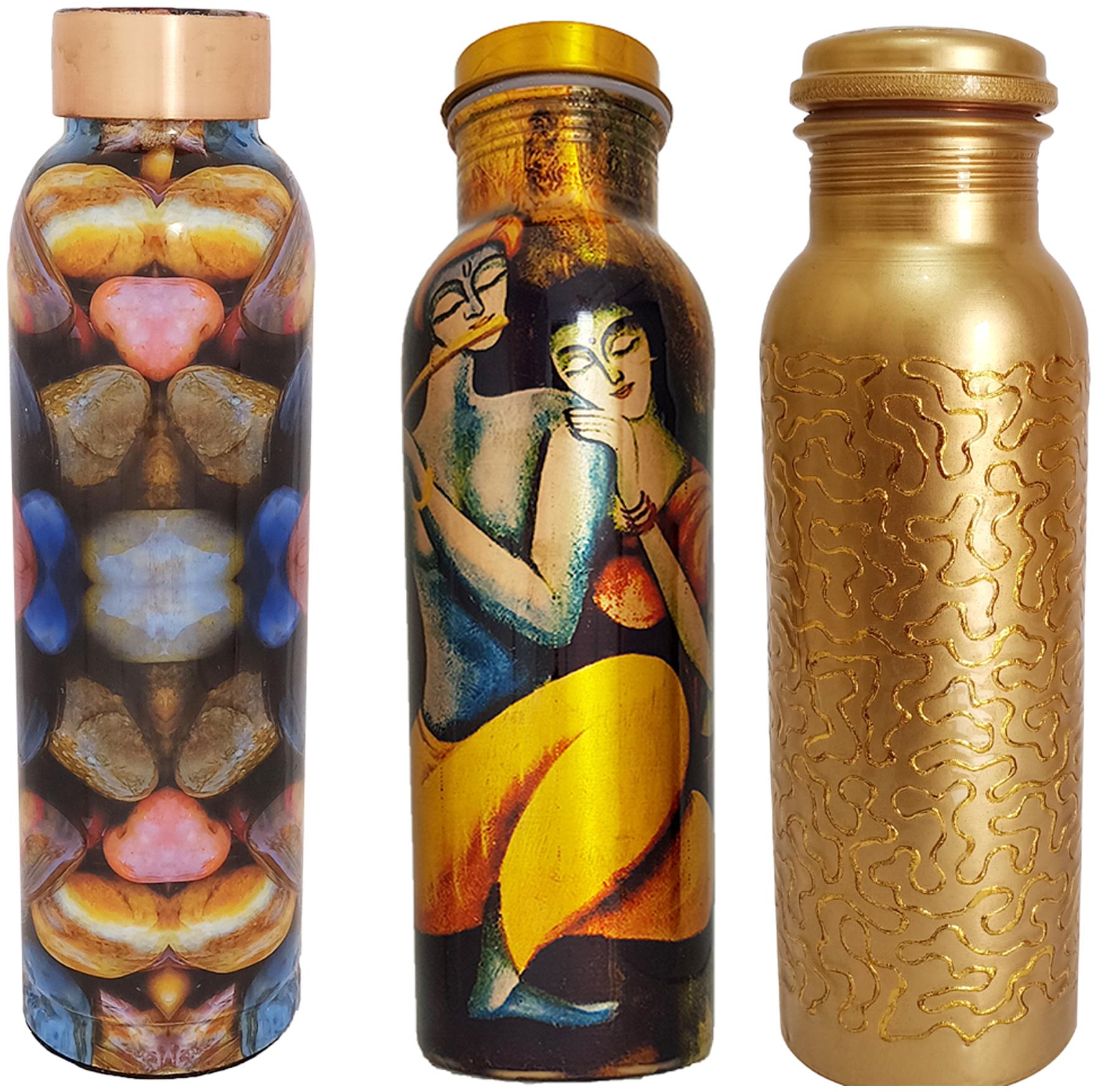 

HEALTH MECHANIC Copper Multi Water Bottle ( 1000 ml Set of 3 )