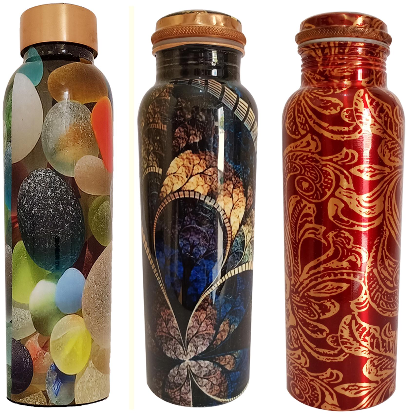 

HEALTH MECHANIC Copper Multi Water Bottle ( 1000 ml Set of 3 )