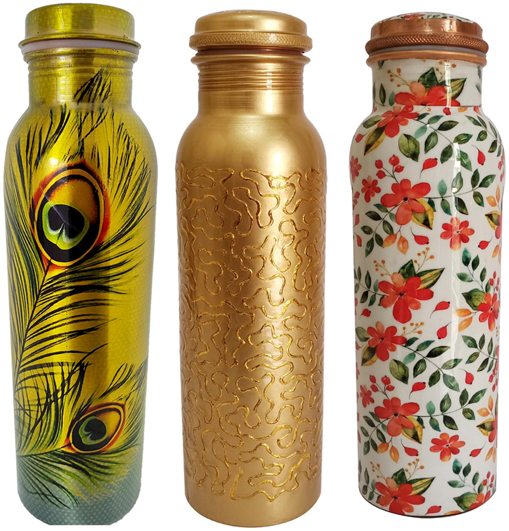 

HEALTH MECHANIC Copper Multi Water Bottle ( 1000 ml Set of 3 )