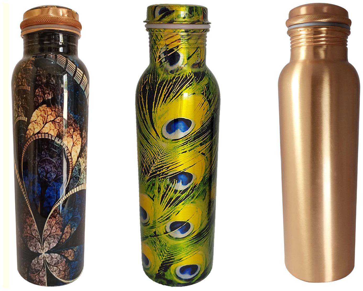 

HEALTH MECHANIC Copper Multi Water Bottle ( 1000 ml Set of 3 )