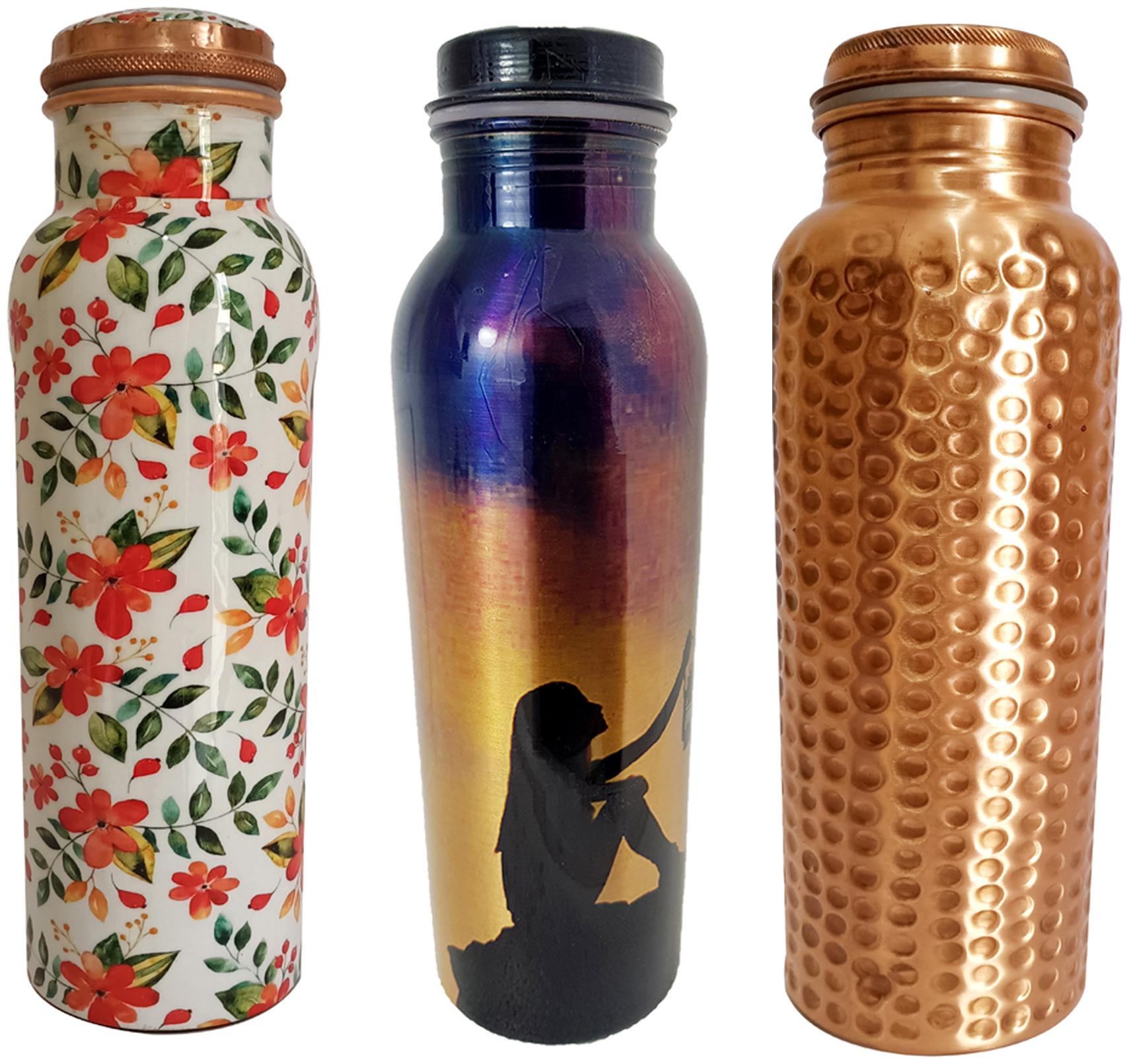 

HEALTH MECHANIC Copper Multi Water Bottle ( 1000 ml Set of 3 )
