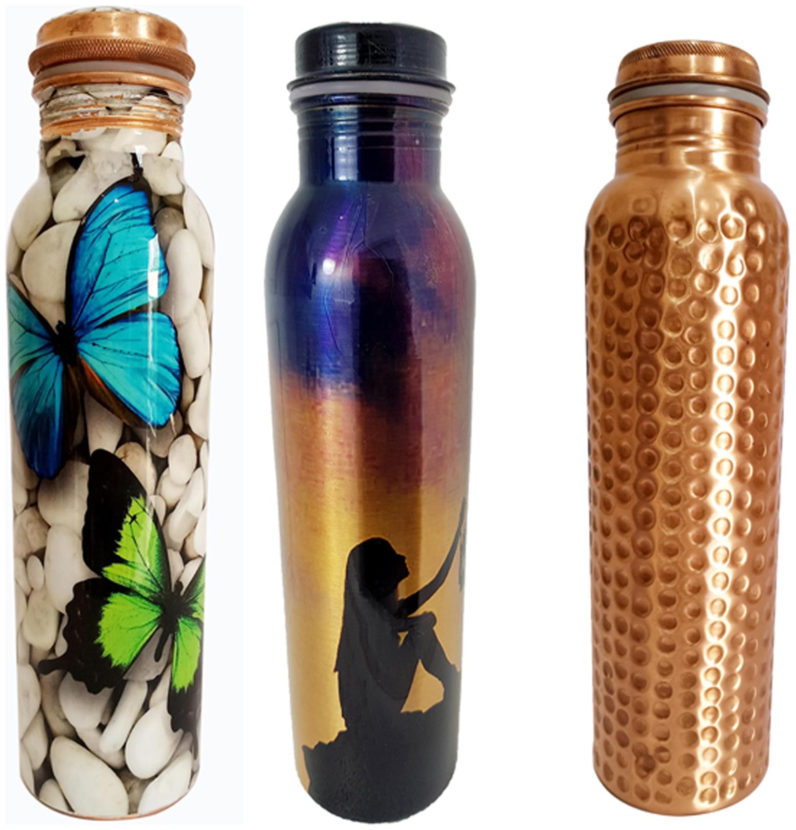 

HEALTH MECHANIC Copper Multi Water Bottle ( 1000 ml Set of 3 )