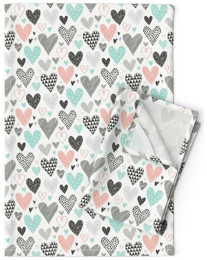 

Heart Hearts Love Valentine Linen Cotton Tea Towels by Roostery Set of 2