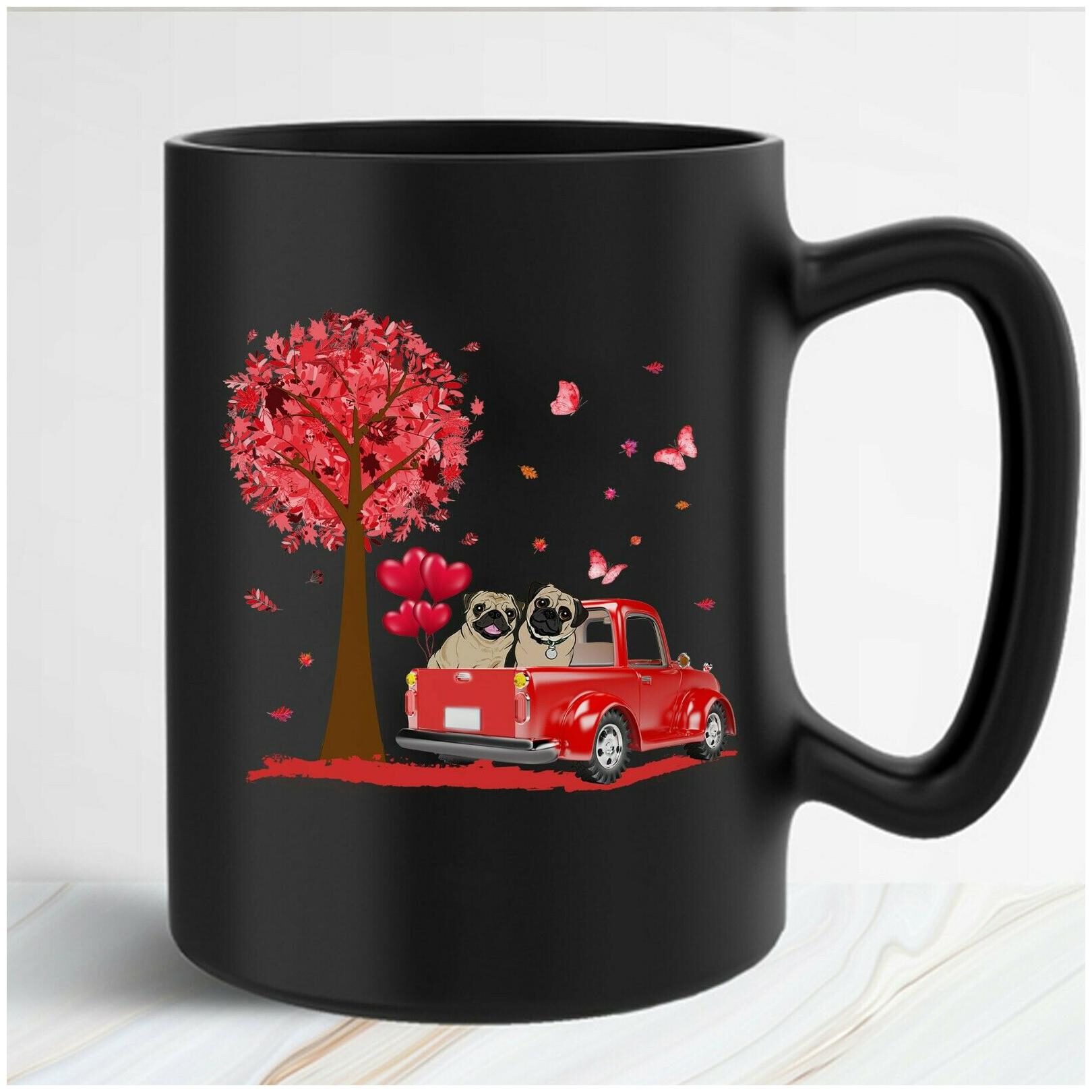 

Hearts Pug Truck Valentine Day s Mug