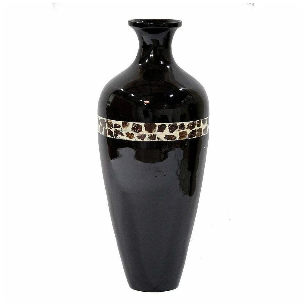 

Heather Ann Creations Red Handspun Bamboo Vase Brown Black