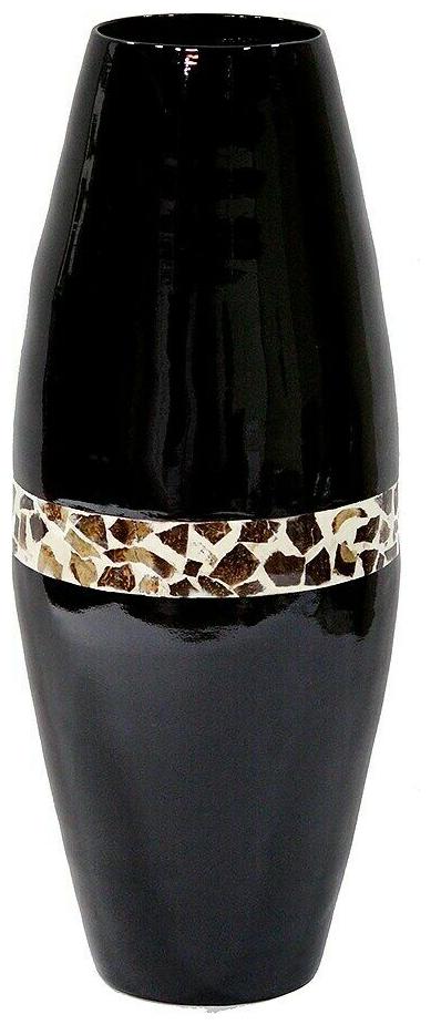 

Heather Ann Creations Handspun Black Bamboo Vase Black
