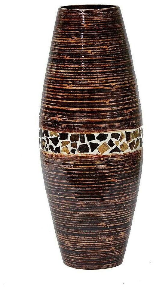 

Heather Ann Creations White Bamboo Handspun Vase Brown