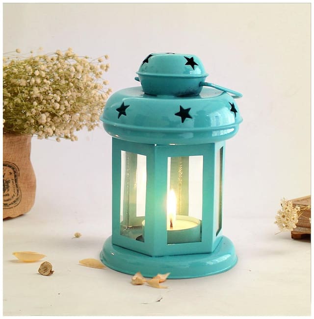 Heaven Decor Decorative Hanging Tealight Candle Holder Lantern Indoor outdoor Home Decoration for Gifts Blue
