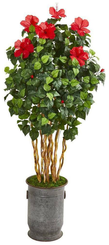 

Hibiscus Artificial Tree in Decorative Planter Nearly Natural 67 Home Decor