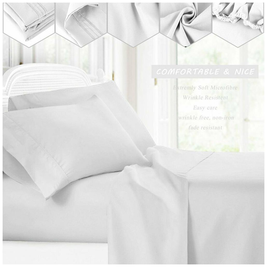 HIGH THREAD COUNT 6 PIECE 1800 COTTON BAMBOO 4 PILLOWCASES SHEET DEEP