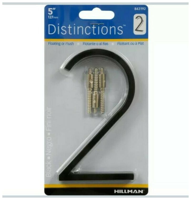 

Hillman Modern 5 Floating or Flush Mount House Address Number Black 2 BB