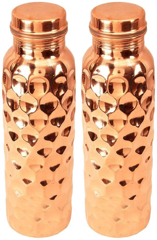 HIMANI KITCHENWARE Copper Water Bottle Set of 2 ( Brown , 1000 ml )