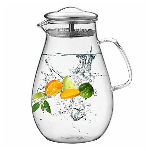 Buy Hiware 64 Ounces Glass Pitcher with Stainless Steel Lid/Water
