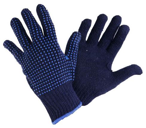 

HM Evotek Blue One Side Dotted Cotton Knitted Hand Kitchen Safety Gloves Plain - 2 Pair