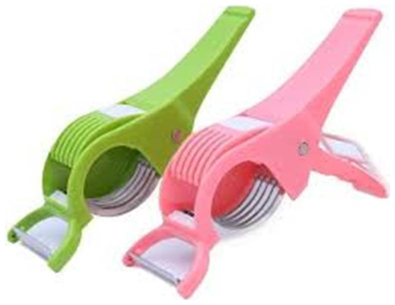 

HMS-PRO Plastic Vegetable Cutter with Peeler Set of 2 Multicolour Vegetable Fruit Grater Slicer (Pack of 2)