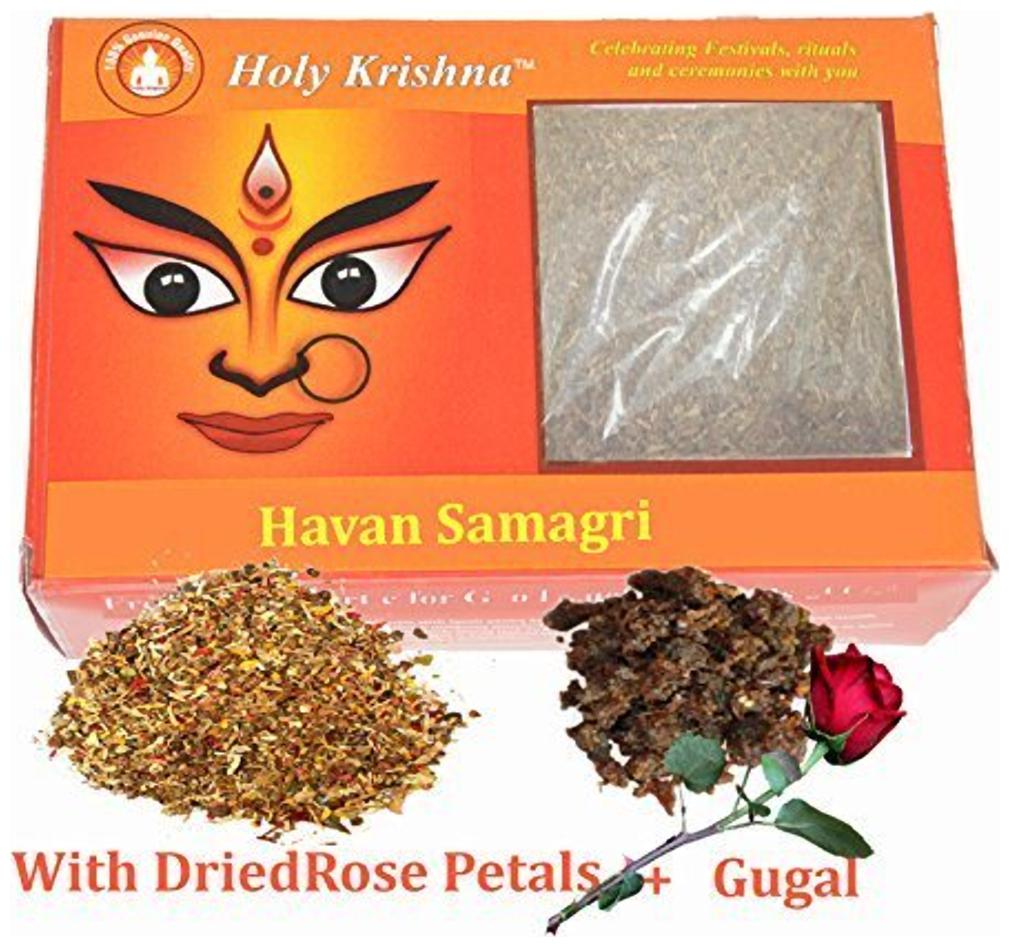 

Holy Krishna - Premium Quality Havan Samagri for Electric Havan Kund - 250 Gram - With Rose Petals and Gugal Mix