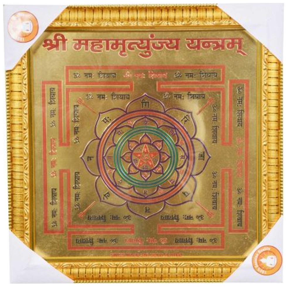 

Holy Krishna SRI SHRI MAHA MRITYUNJAYA MRITYUNJAY YANTRA YANTRAM CHAKRA SHREE ENERGIZED - 25 4 cm (10 inch)