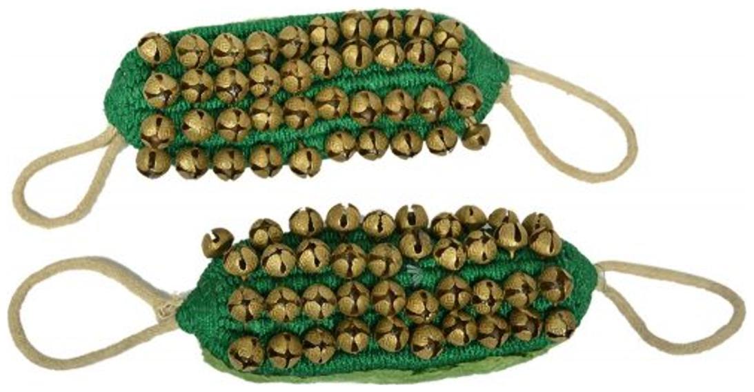 

Holy Krishna Ghungroo 4 Line Professional Green Soft Velvet (40 40 Ghungroo) for Kathak - Bharatnatyam