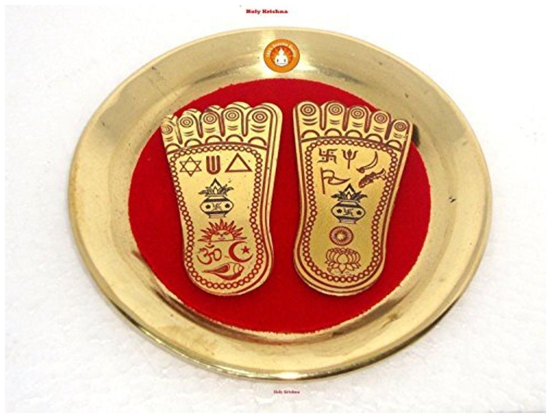 

Holy Krishna Lakshmi Charan Lucky Charm Amulet- Energized Beautifully Handcrafted Enameled Yantra