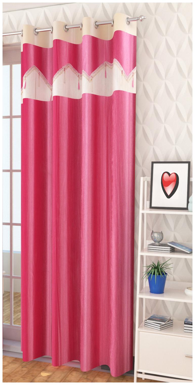 

HOMA DORN Polyester Long Door Blackout Pink Regular Curtain ( Eyelet Closure Printed )