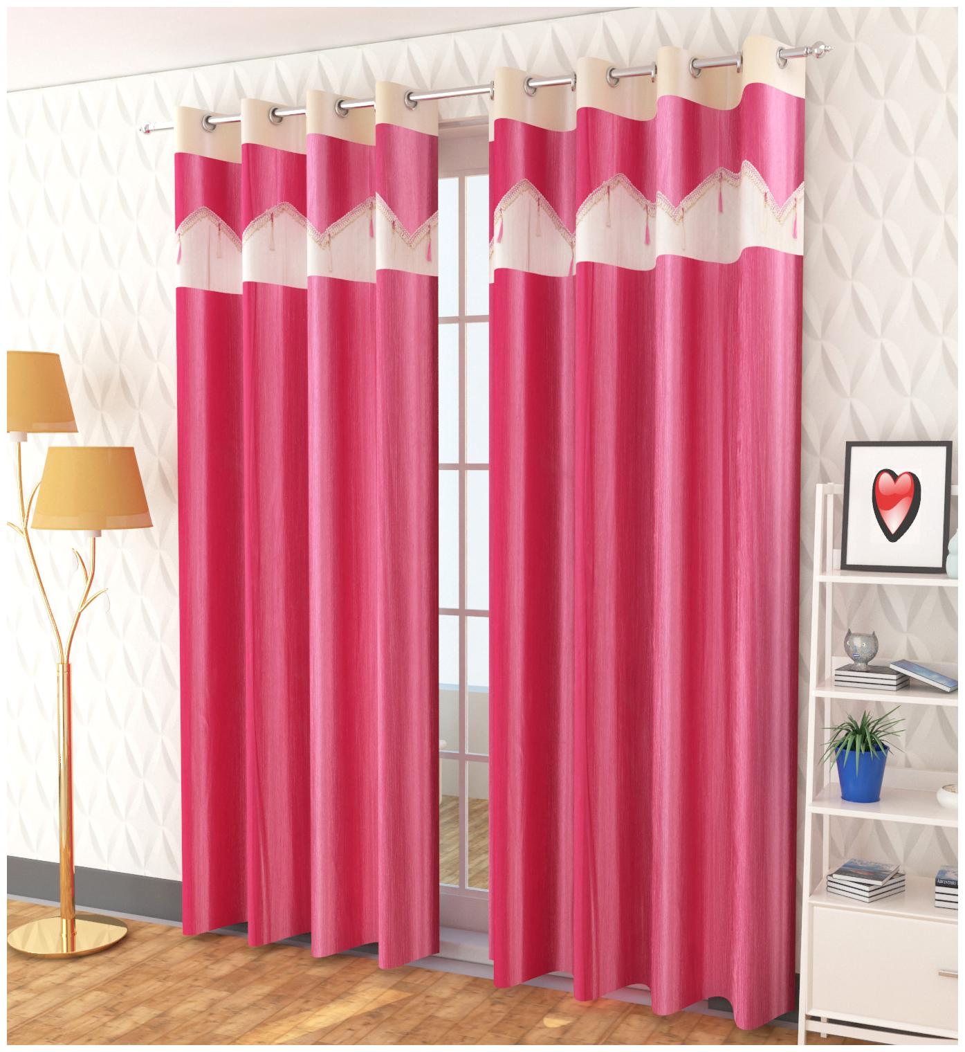 

HOMA DORN Polyester Long Door Blackout Pink Regular Curtain ( Eyelet Closure Printed )