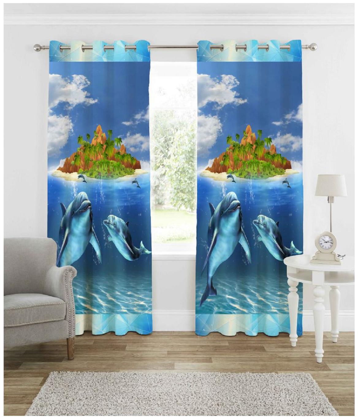 

HOMA DORN Polyester Long Door Blackout Multi Regular Curtain ( Eyelet Closure Printed )