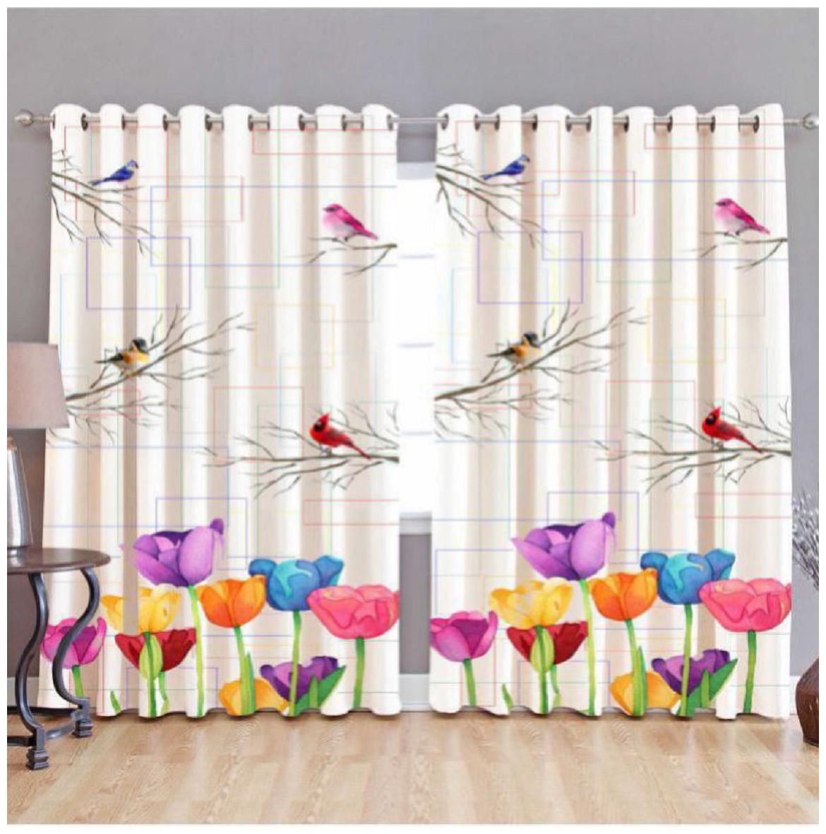

HOMA DORN Polyester Long Door Blackout Multi Regular Curtain ( Eyelet Closure Floral )