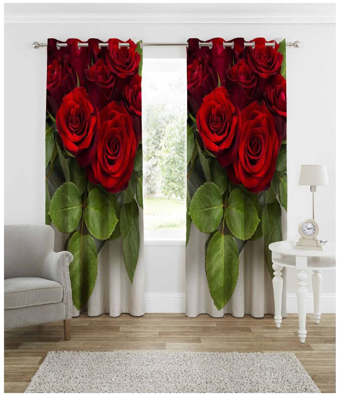 

HOMA DORN Polyester Long Door Blackout Multi Regular Curtain ( Eyelet Closure Floral )