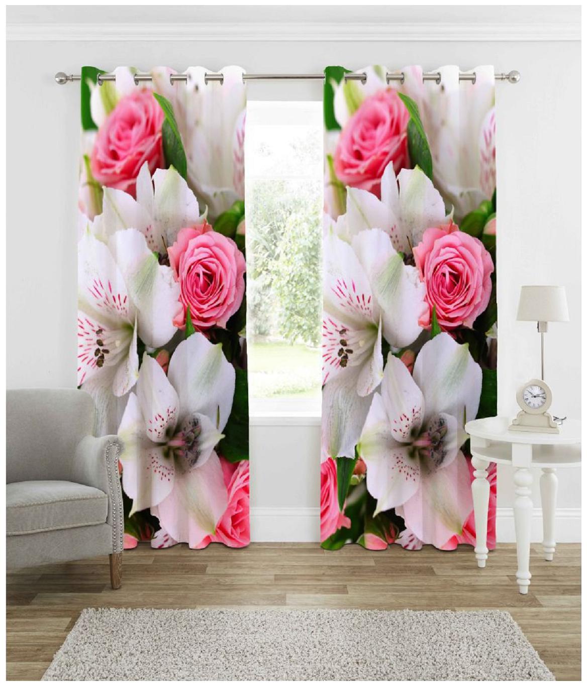 

HOMA DORN Polyester Door Blackout Multi Regular Curtain ( Eyelet Closure Floral )