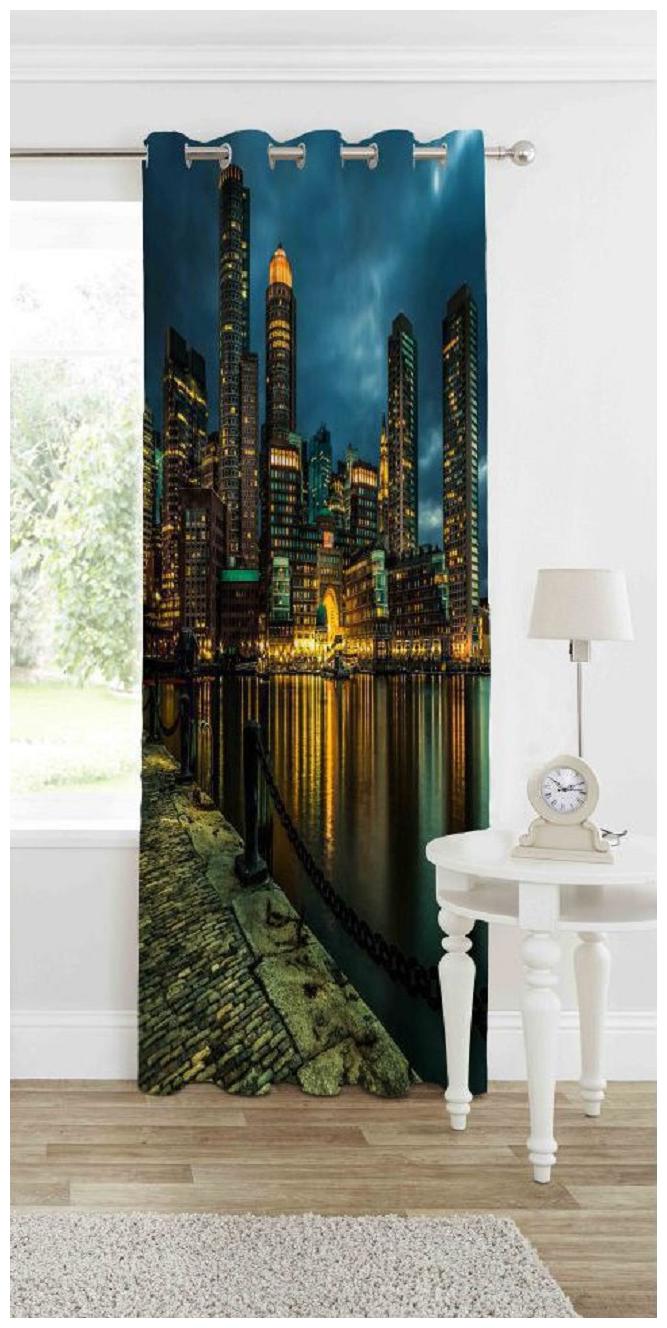 

HOMA DORN Polyester Door Blackout Multi Regular Curtain ( Eyelet Closure Floral )