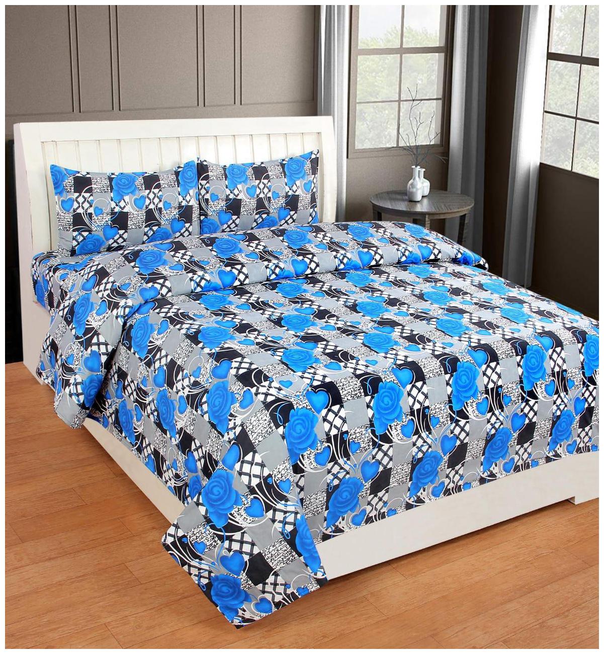 

HOMA DORN Cotton 3D Printed Double Size Bedsheet 150 TC ( 1 Bedsheet With 2 Pillow Covers Multi )