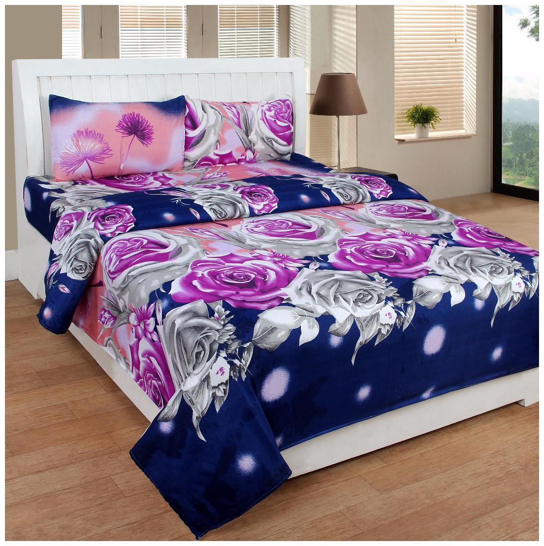 

HOMA DORN Cotton 3D Printed Double Size Bedsheet 150 TC ( 1 Bedsheet With 2 Pillow Covers Multi )