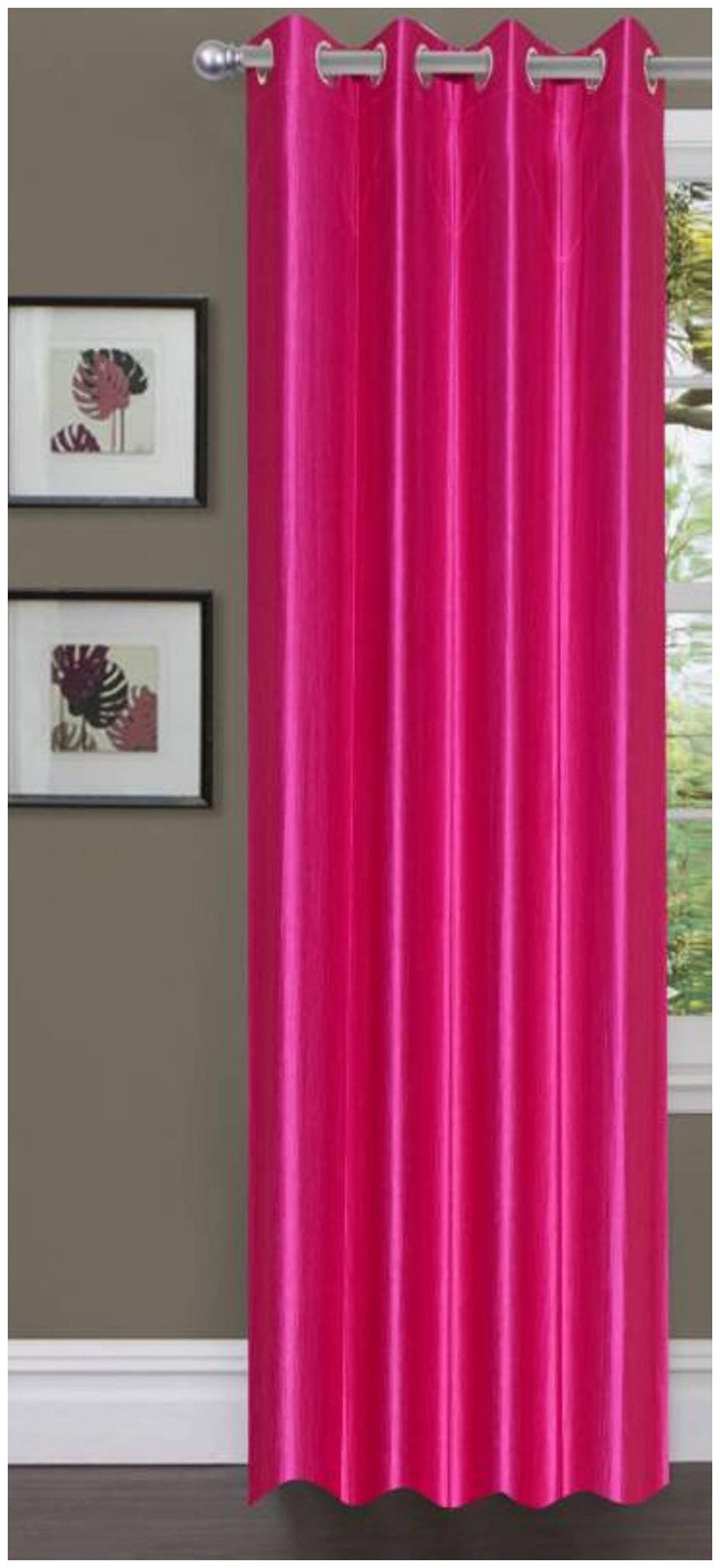 

HOME ACCENTS Polyester Door Room Darkening Pink Regular Curtain ( Eyelet Closure Plain )