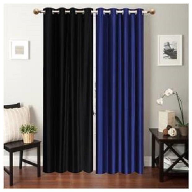 

HOME ACCENTS EYELET POLYSTER PLAIN DOOR CURTAINS 4 7 ft (SET OF 2 pcs BLACK BLUE)