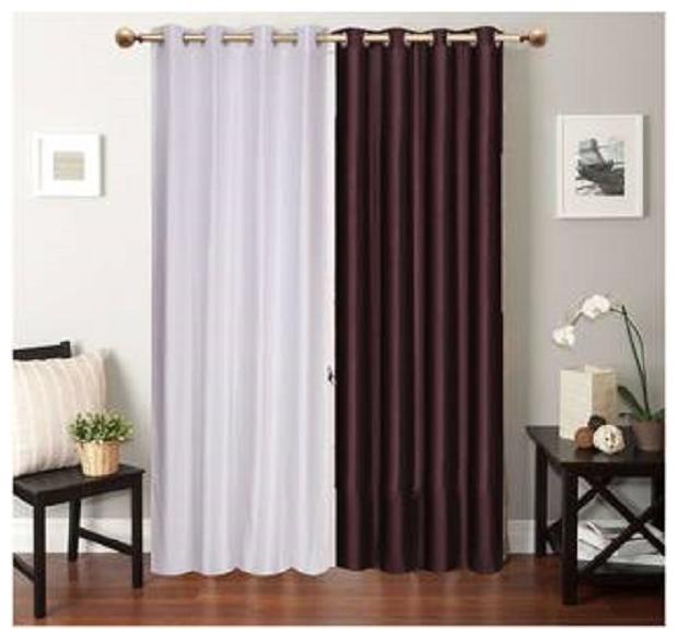 

HOME ACCENTS EYELET POLYSTER PLAIN DOOR CURTAINS 4 7 ft (SET OF 2 pcs WHITE BROWN)