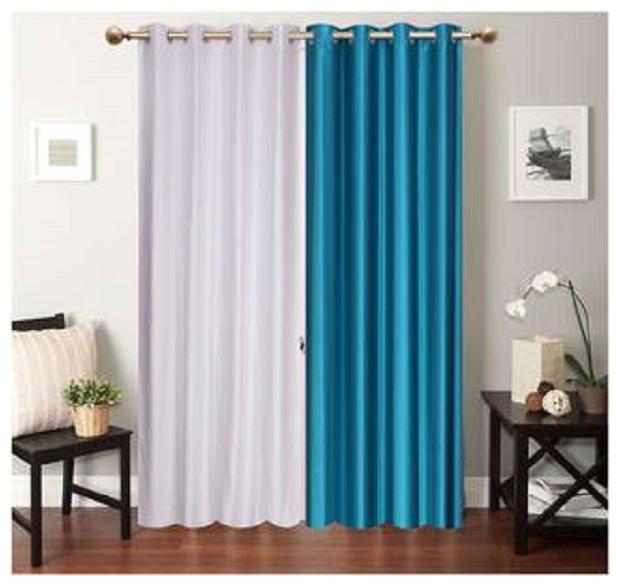 

HOME ACCENTS EYELET POLYSTER PLAIN DOOR CURTAINS 4 7 ft (SET OF 2 pcs WHITE SKYBLUE)