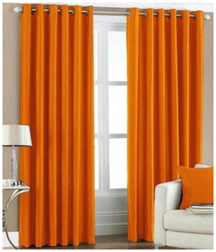 

HOME ACCENTS Polyester Door Room Darkening Orange Regular Curtain ( Eyelet Closure Plain )