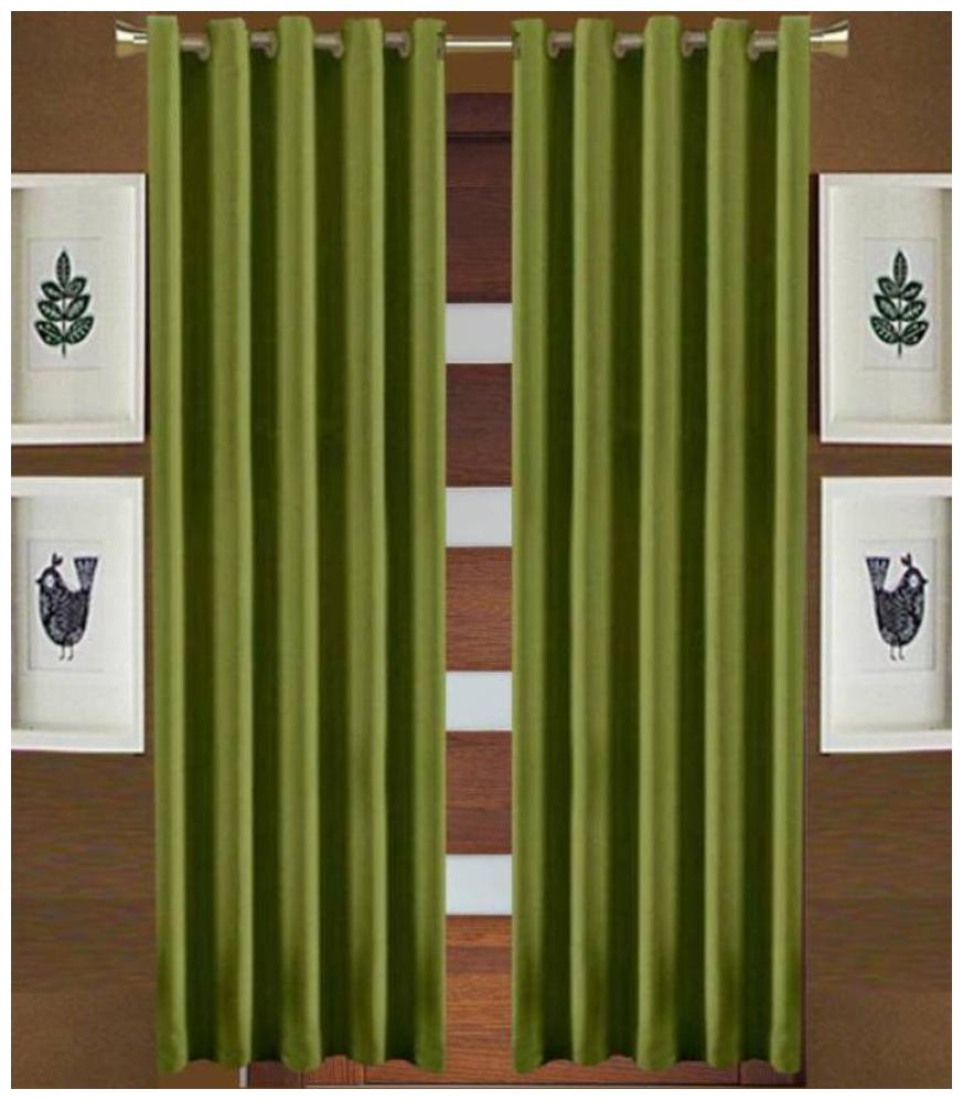 

HOME ACCENTS Polyester Window Room Darkening Green Regular Curtain ( Eyelet Closure Plain )
