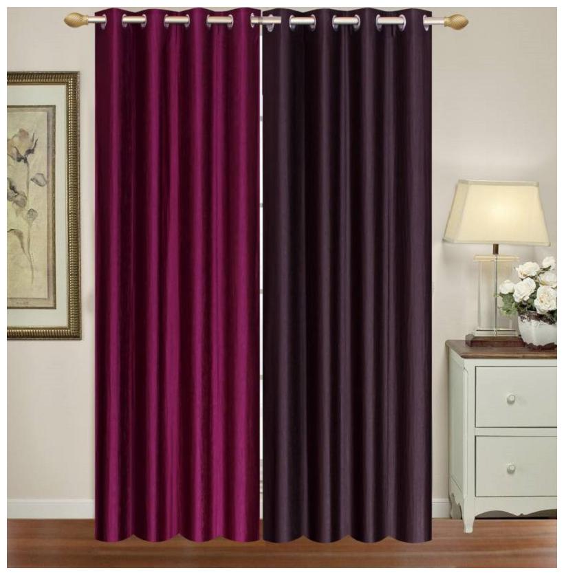 

HOME ACCENTS EYELET POLYSTER PLAIN DOOR CURTAINS 4 7 ft (SET OF 2 pcs MAGENTA BROWN)